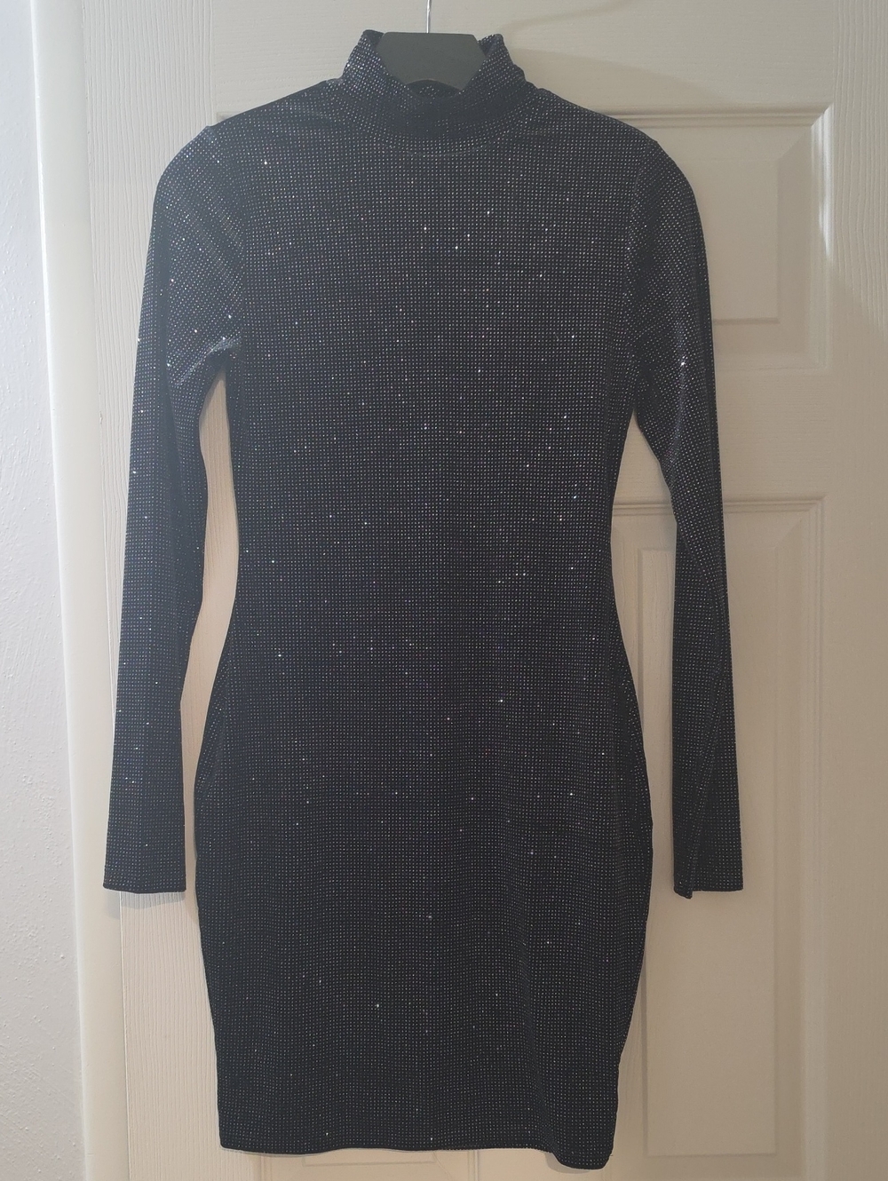 Express Black Sparkle Long Sleeve Bodycon Dress